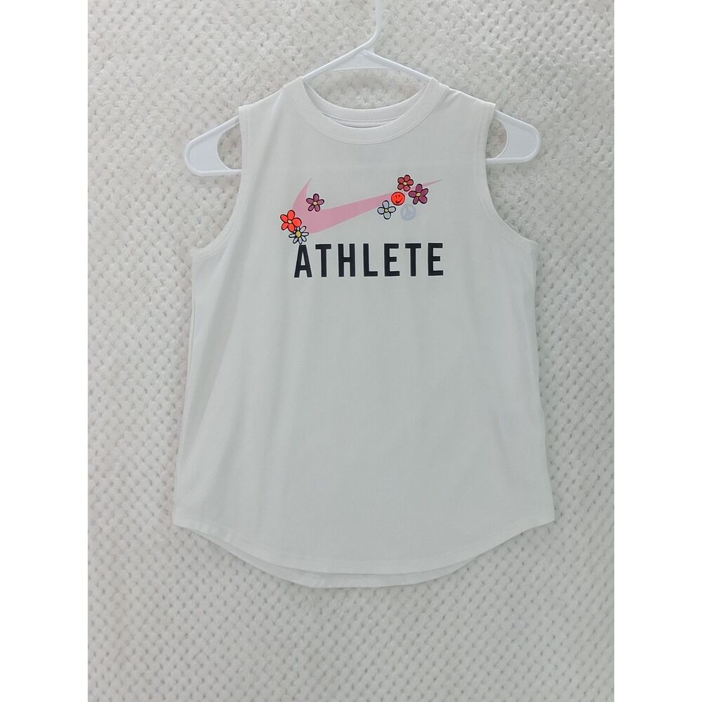 Nike Girl's Large Dri-Fit Tank White Sleeveless Athlete Tank Top